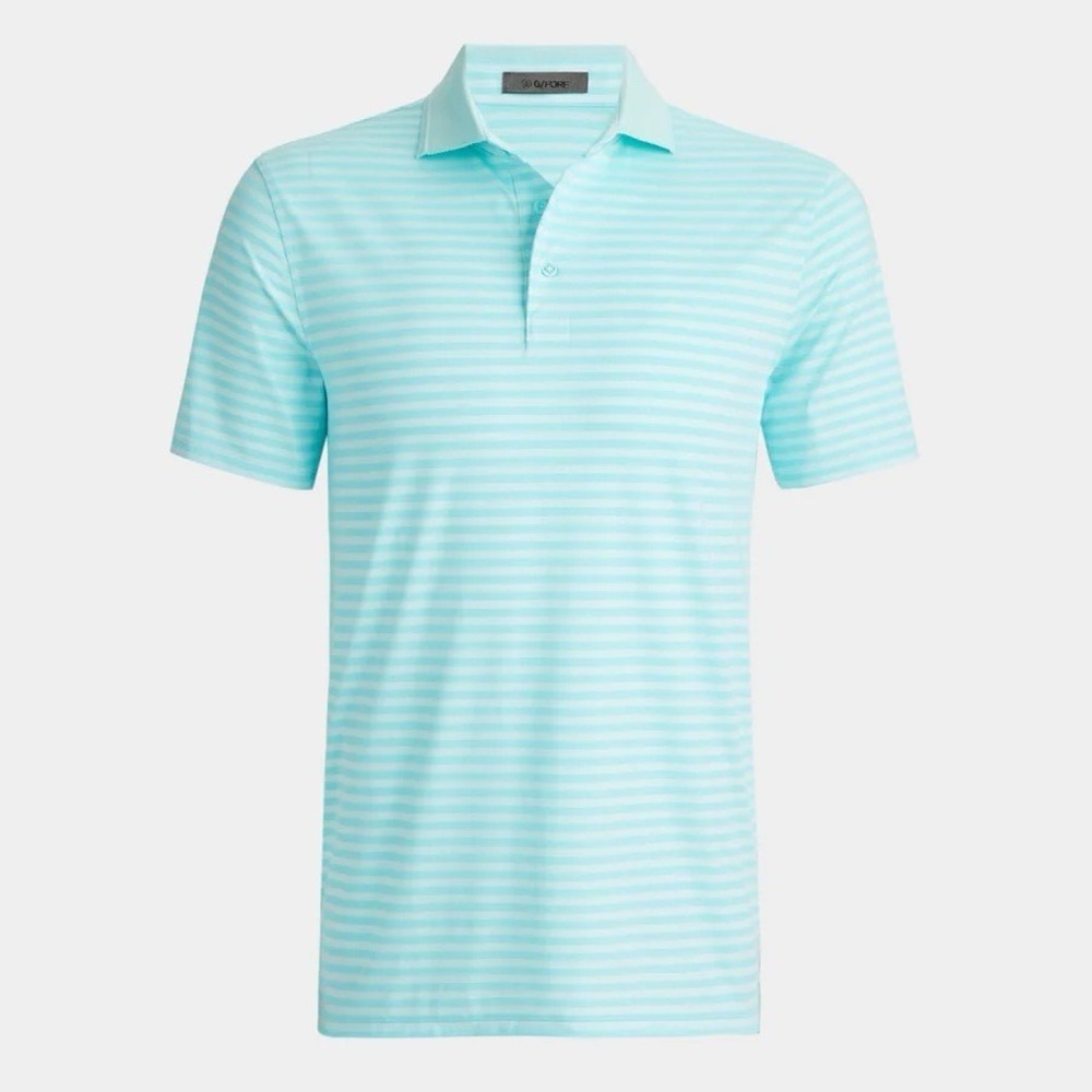 NEW G/FORE Perforated Stripe‎ Tech Jersey Polo Mens XL Golf Stretch Powder Blue - Picture 2 of 8